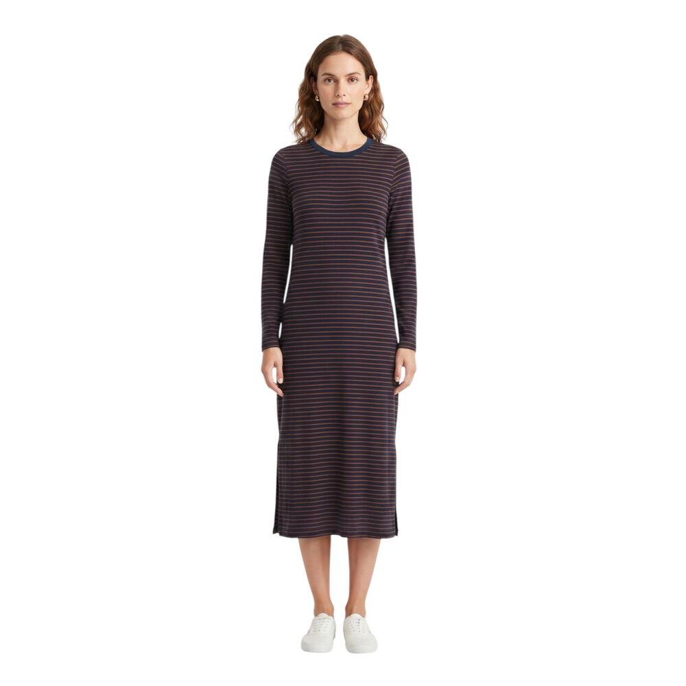 Lucky Brand XS Striped Knit Crew Neck Maxi Dress